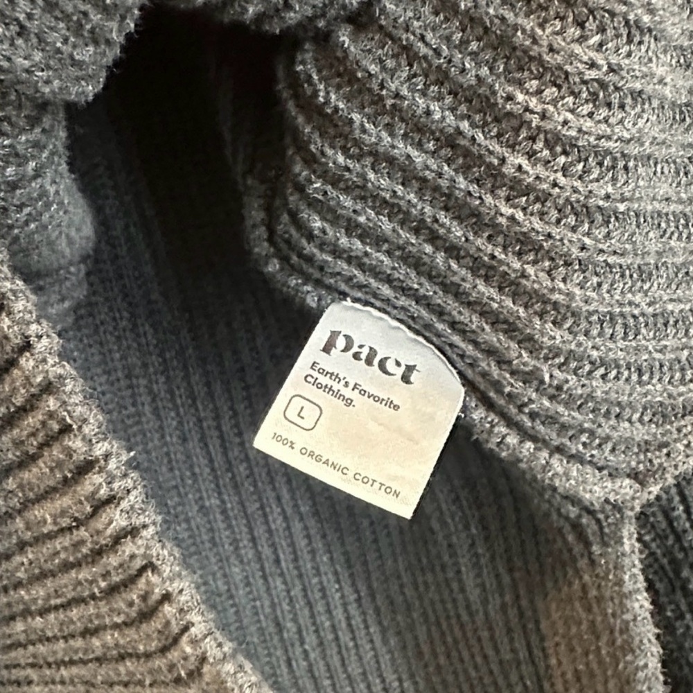 PACT - Fisherman Turtleneck Tunic Sweater 100% Cotton - Gray/Charcoal Size Large - Picture 8 of 8